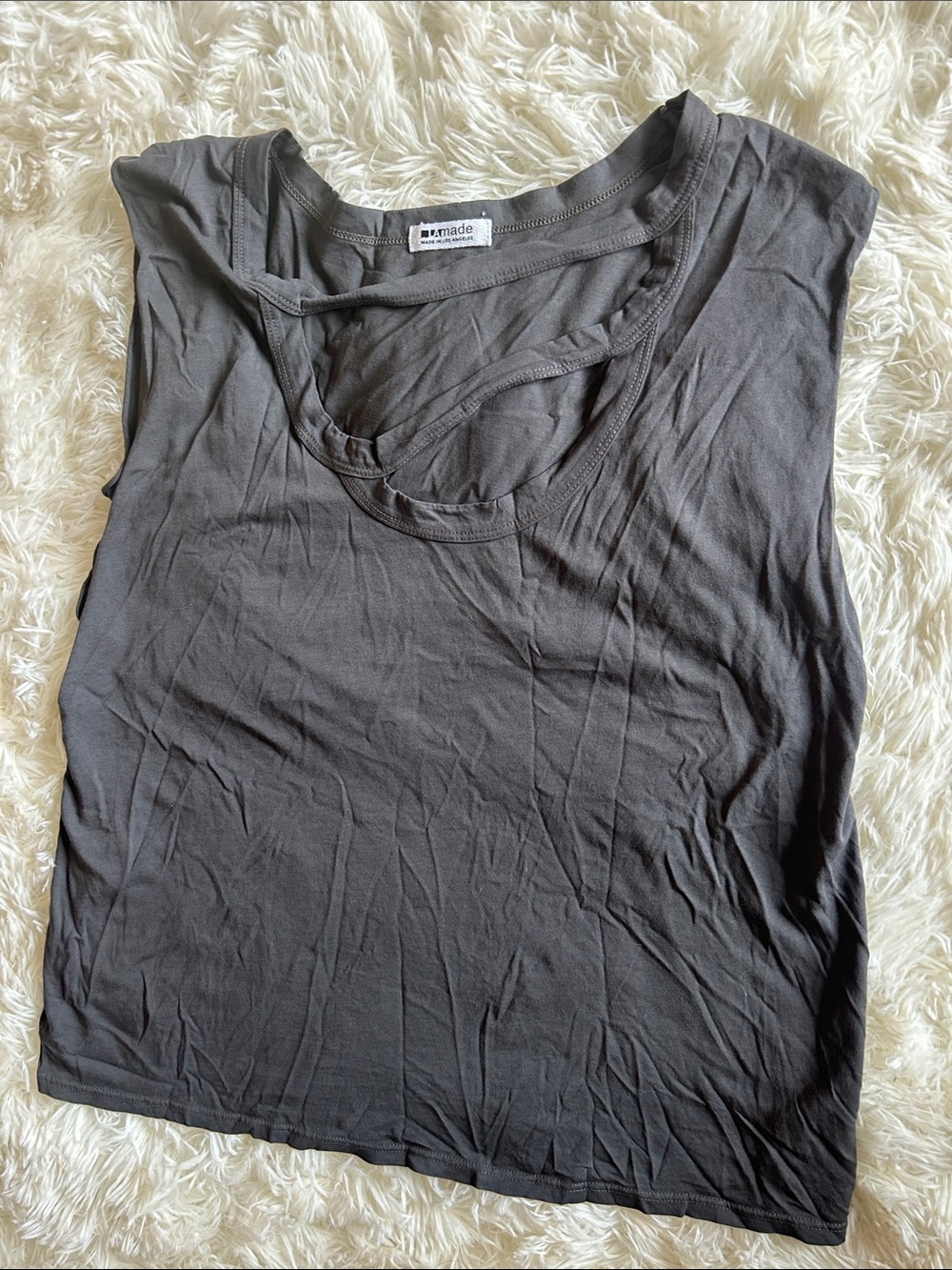 LAmade Charcoal Gray Layered Neck Tank Top